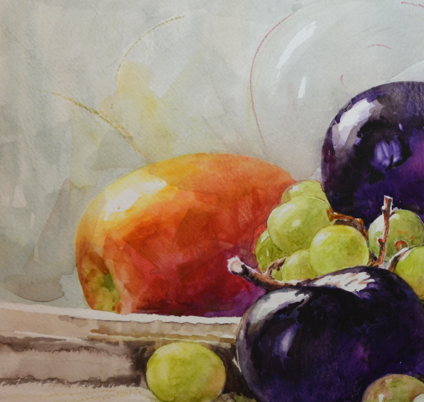 EQOP-T] JAY JACK JUNG (1955) - Original Painting - Still Life Fresh Fruits Watercolor Painting