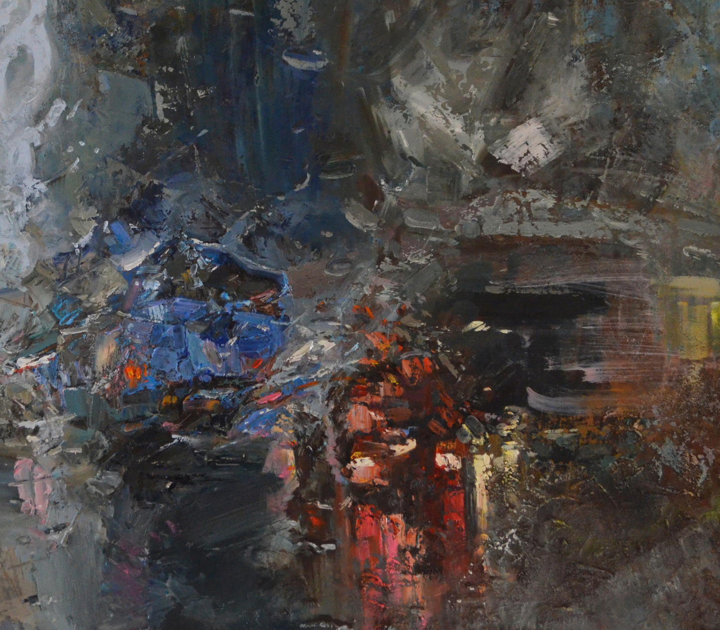 EOPC] JAY JACK JUNG (B. 1955) Original Artwork - Abstract Expressionism Cityscape Painting