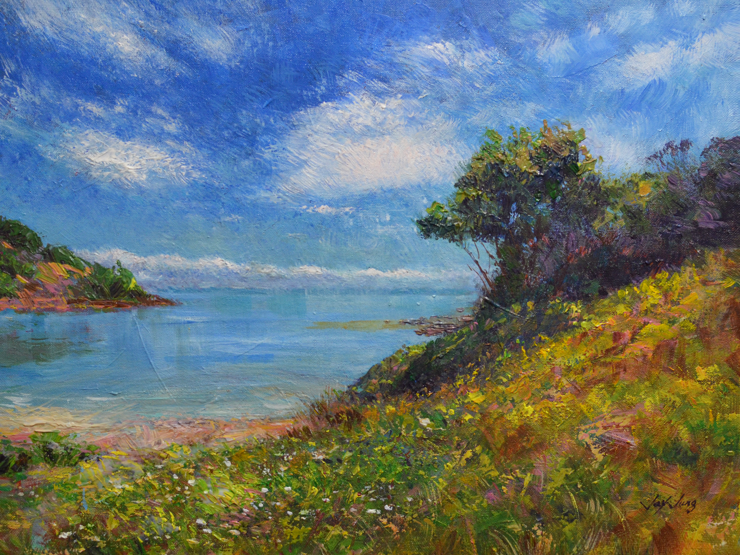 EOPS] JAY JACK JUNG (B. 1955) Original Artwork - Impressionism Seaside View Seascape Painting