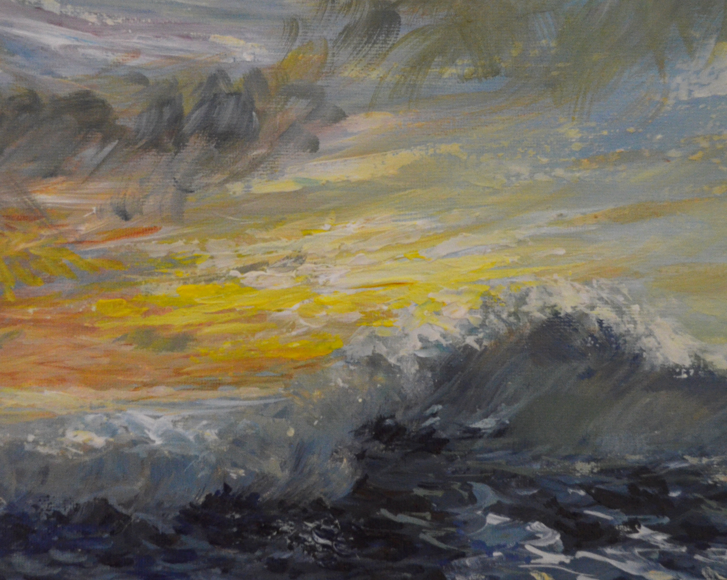 EOPS] JAY JACK JUNG (B. 1955) Original Artwork - Impressionism Sunset Waves Seascape Painting