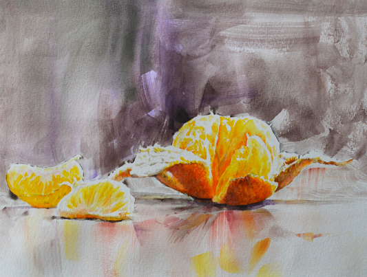 EOPT] JAY JACK JUNG (B. 1955) Original Artwork - Realism Fruit Orange Still Life Painting