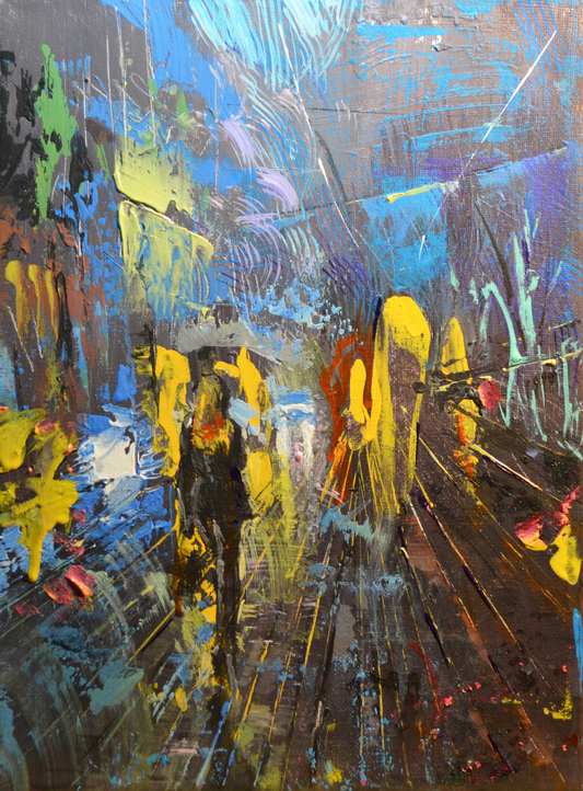 EOPC] JAY JACK JUNG (B. 1955) Original Artwork - Abstract Expressionism New York Cityscape Painting