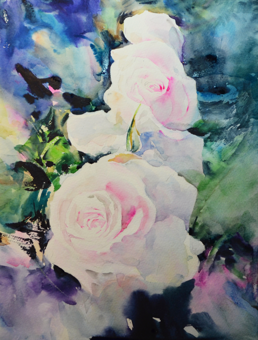 EOPR] JAY JACK JUNG (B. 1955) Original Artwork - Impressionism Rose Flowers Painting