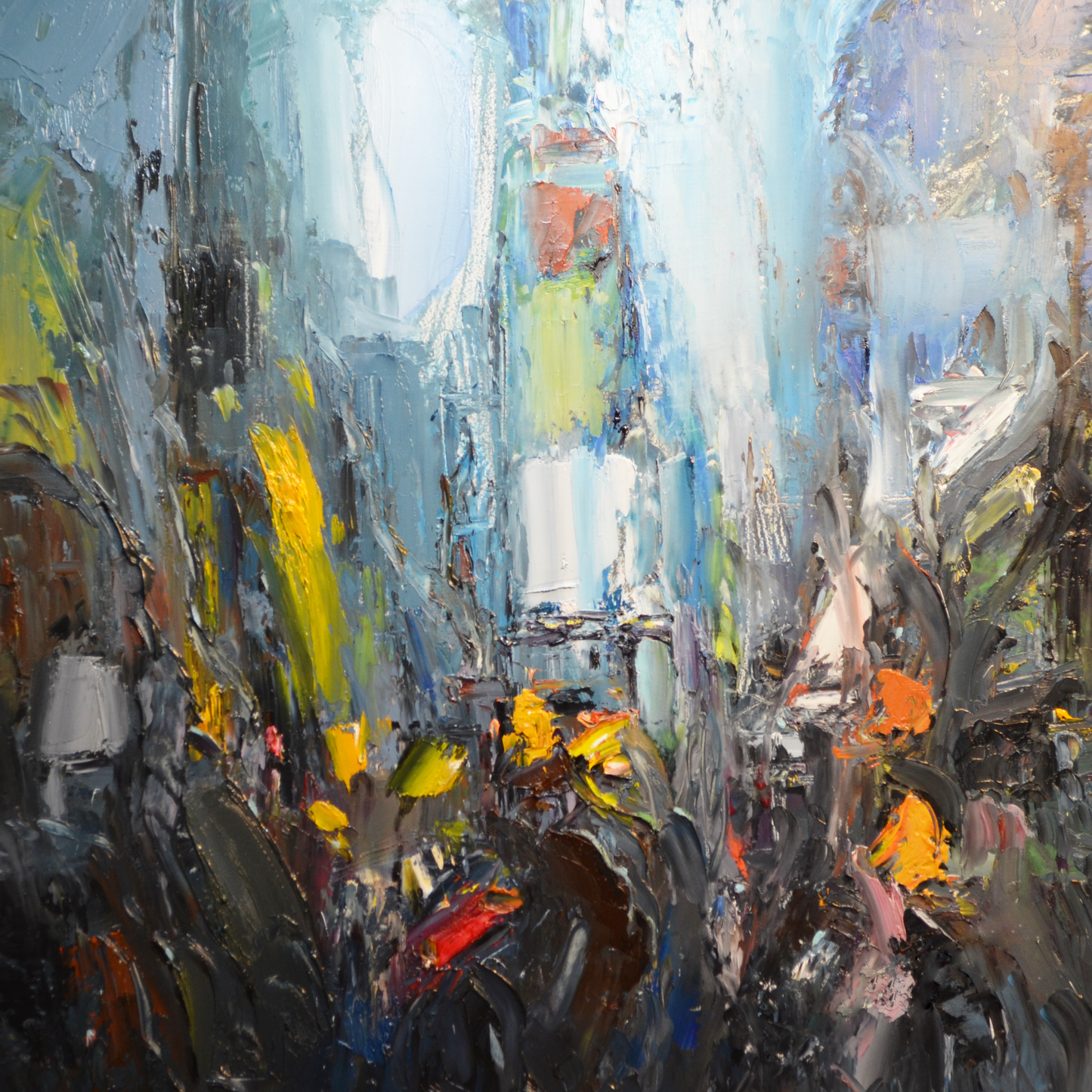 EOPC] JAY JACK JUNG (B. 1955) Original Artwork - Abstract Expressionism New York City Time Square Cityscape Painting