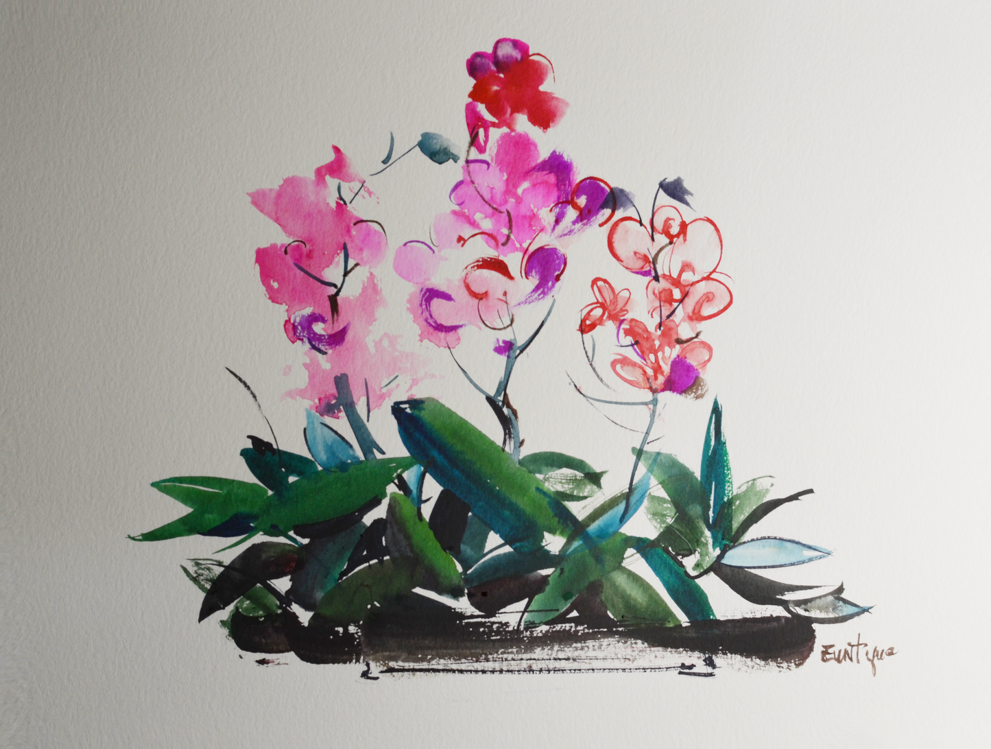 EOPR] EUN - Original Painting - Abstract Flowers Watercolor Painting