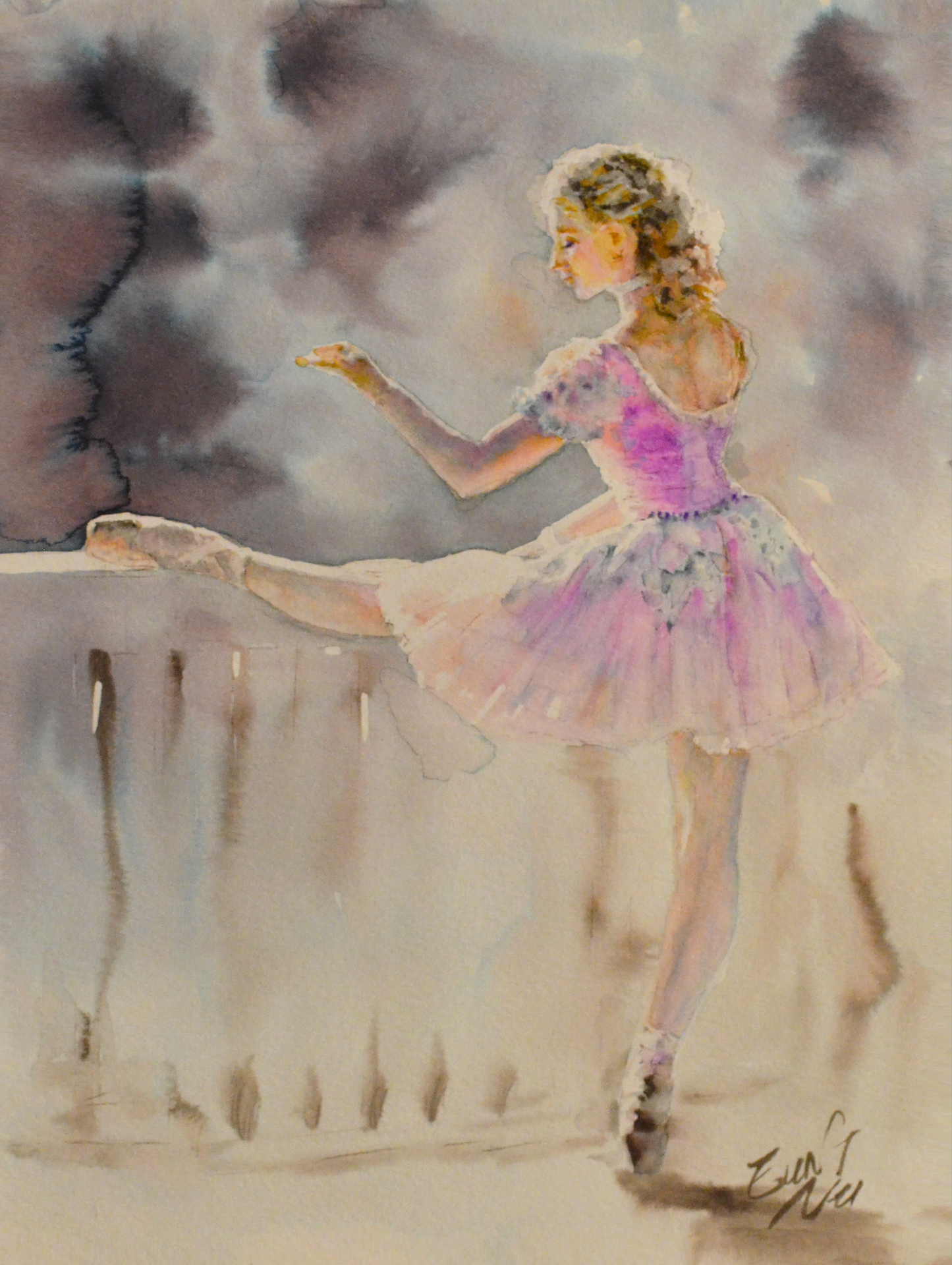 EOPF] EUN - Original Painting - Expressionism Ballerina Figure Watercolor Painting