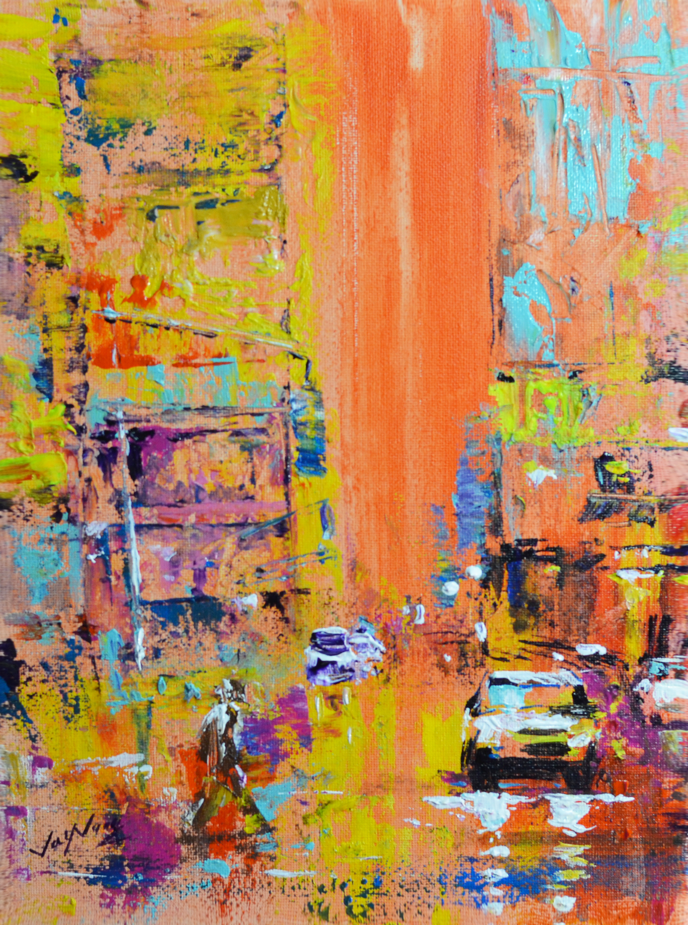 EOPC] JAY JACK JUNG (B. 1955) Original Artwork - Abstract New York Cityscape Painting