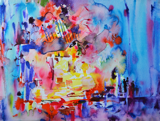 EOPC] JAY JACK JUNG (B. 1955) Original Artwork - Abstract Expressionism New York Cityscape Painting