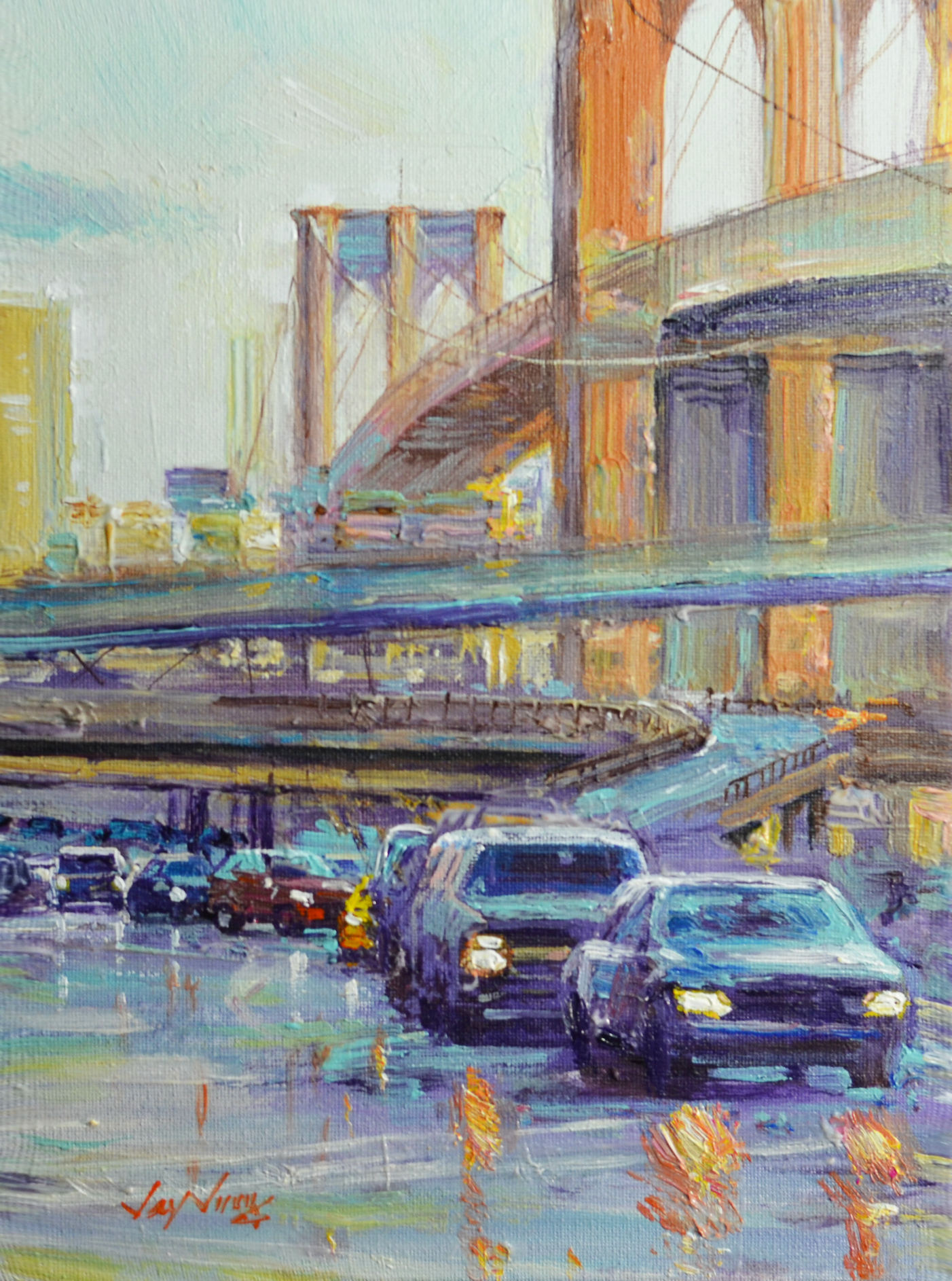 EOPC] JAY JACK JUNG (B. 1955) Original Artwork - Impressionism New York Cityscape Painting