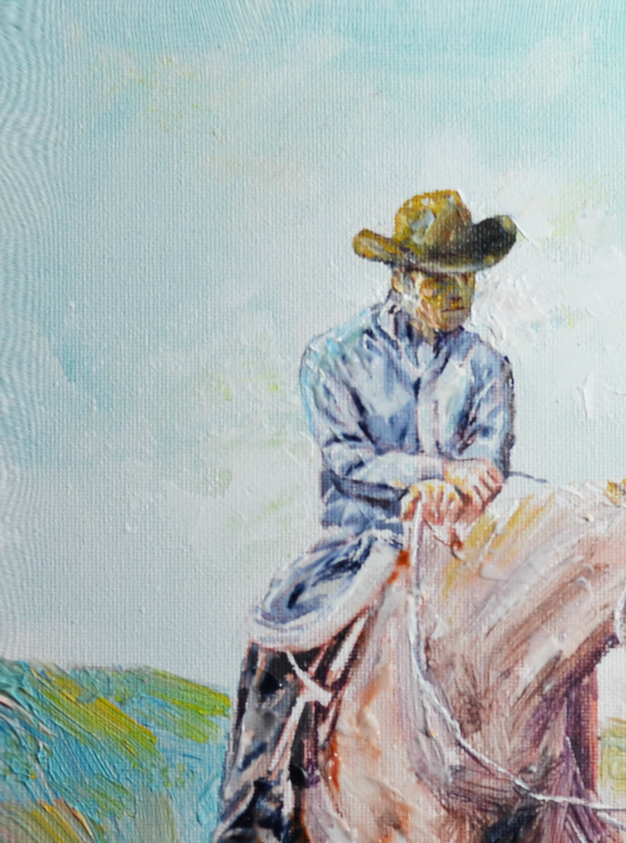 EOPW] JAY JACK JUNG (B. 1955) Original Artwork - Expressionism Cowboy On Horse Painting