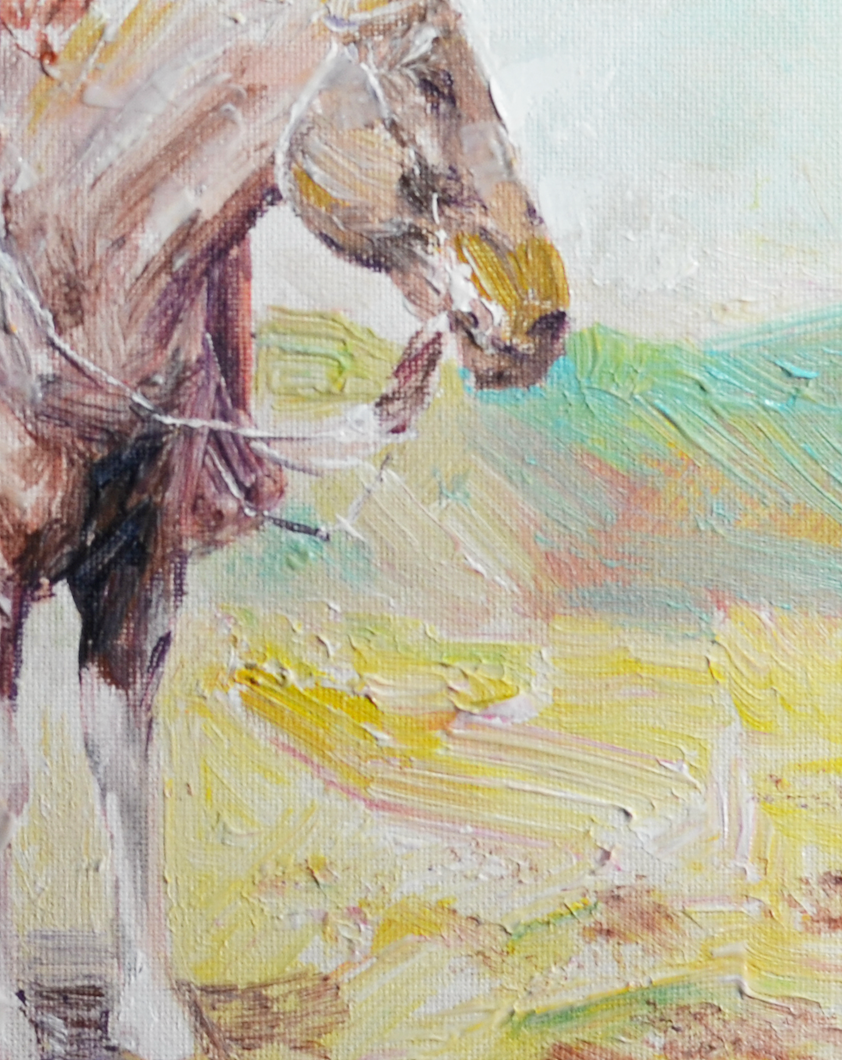 EOPW] JAY JACK JUNG (B. 1955) Original Artwork - Expressionism Cowboy On Horse Painting