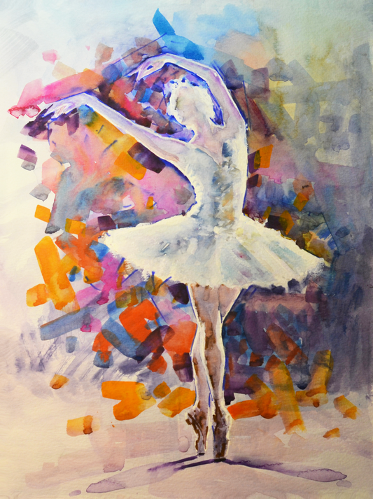 EOPF] EUN - Original Painting - Expressionism Ballerina Figure Watercolor Painting