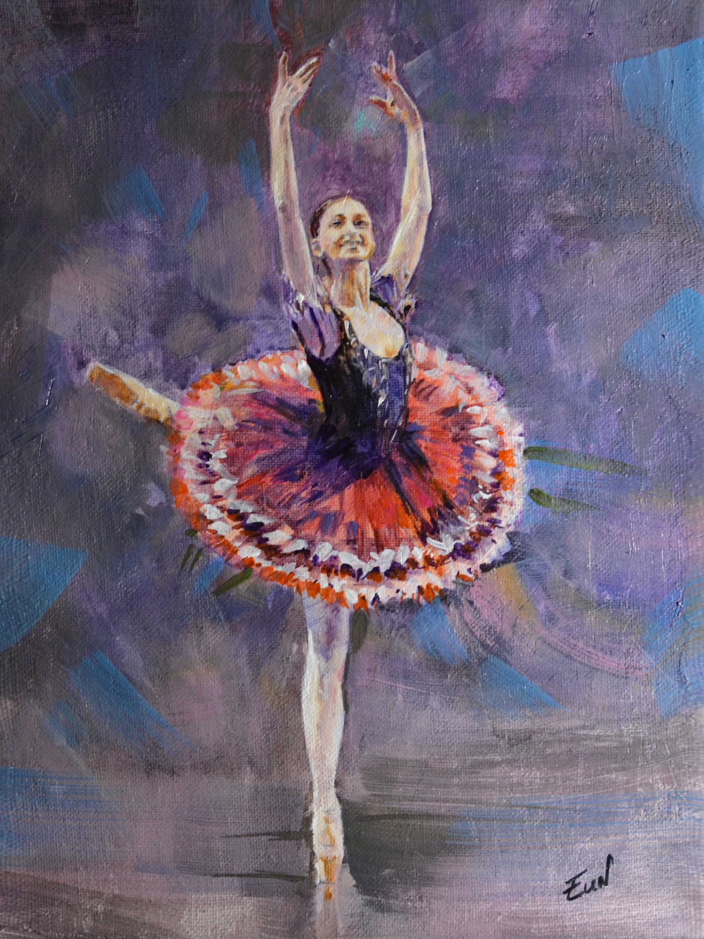 EOPF] EUN - Original Painting - Expressionism Ballerina Figure Acrylic Painting