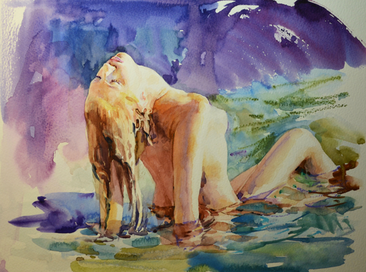 EOPN] JAE - Original Painting - Expressionism Nude Model Figure Watercolor Painting