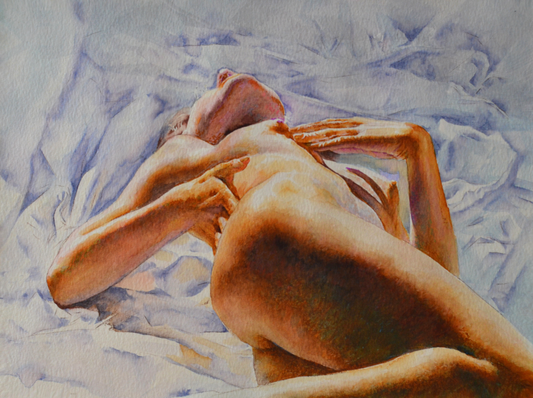 EOPN] JAE - Original Painting - Hyperrealism Nude Model Figure Watercolor Painting