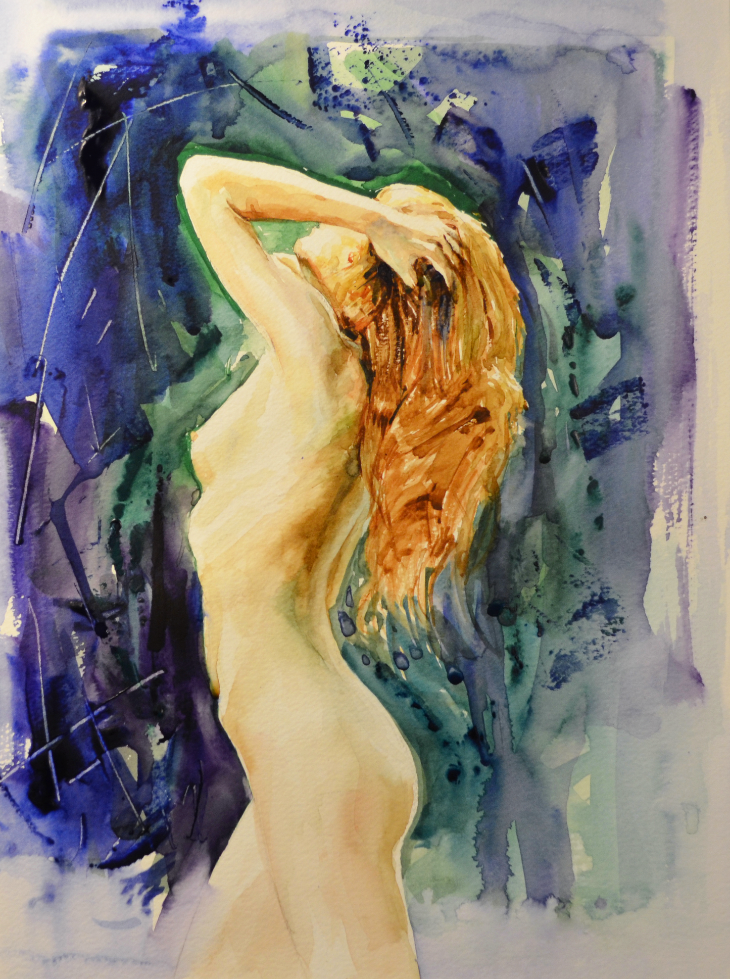 EOPN] JAE - Original Painting - Expressionism Nude Model Figure Watercolor Painting