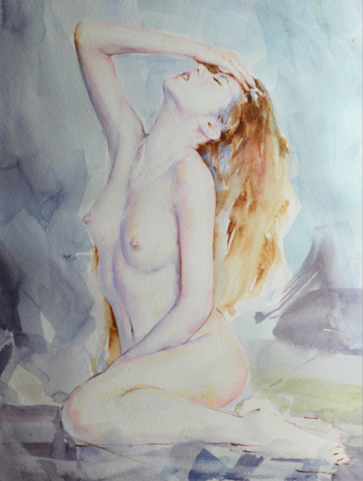 EOPN] JAE - Original Painting - Expressionism Nude Model Figure Watercolor Painting