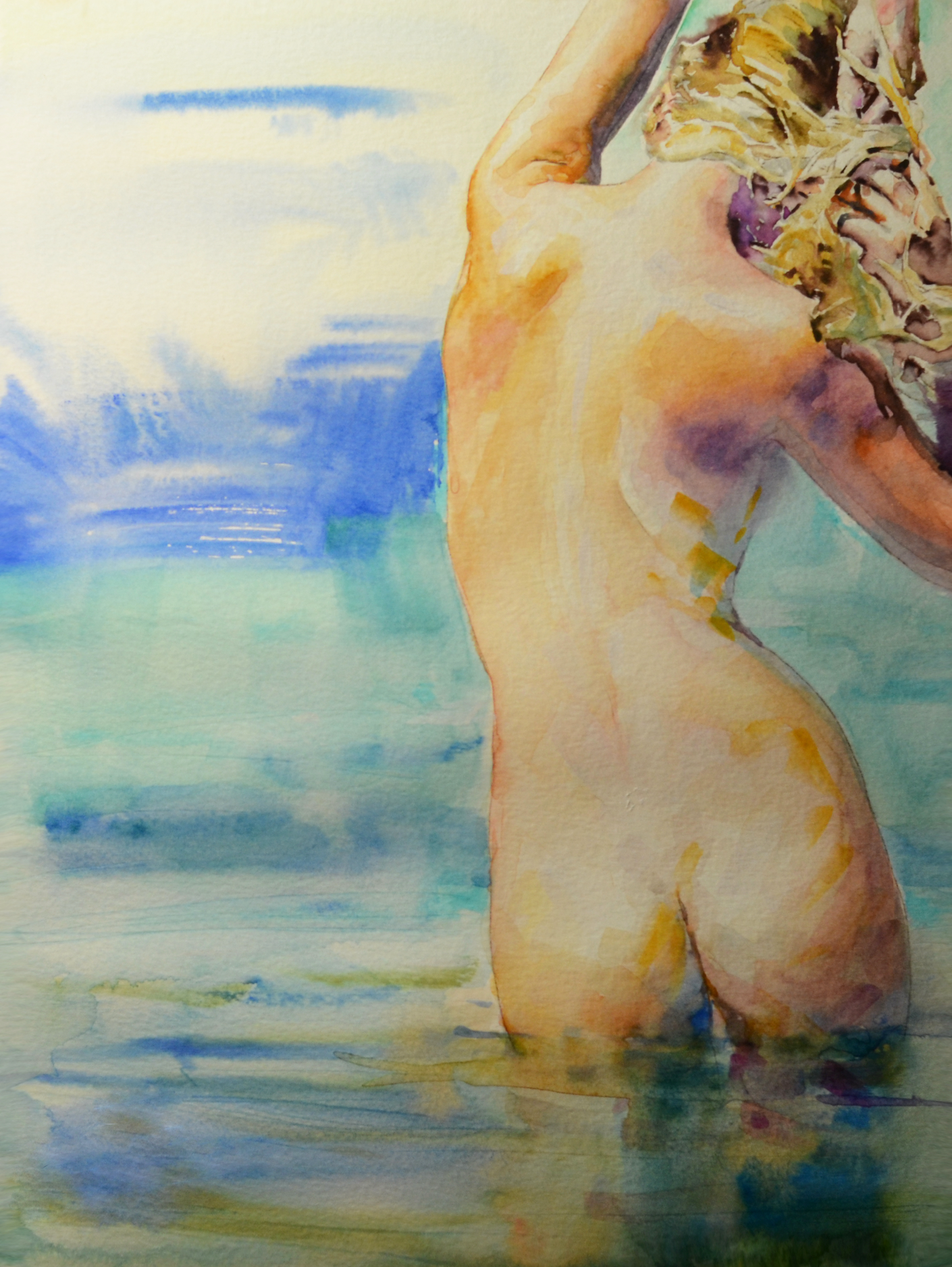 EOPN] JAE - Original Painting - Expressionism Nude Model Figure Watercolor Painting