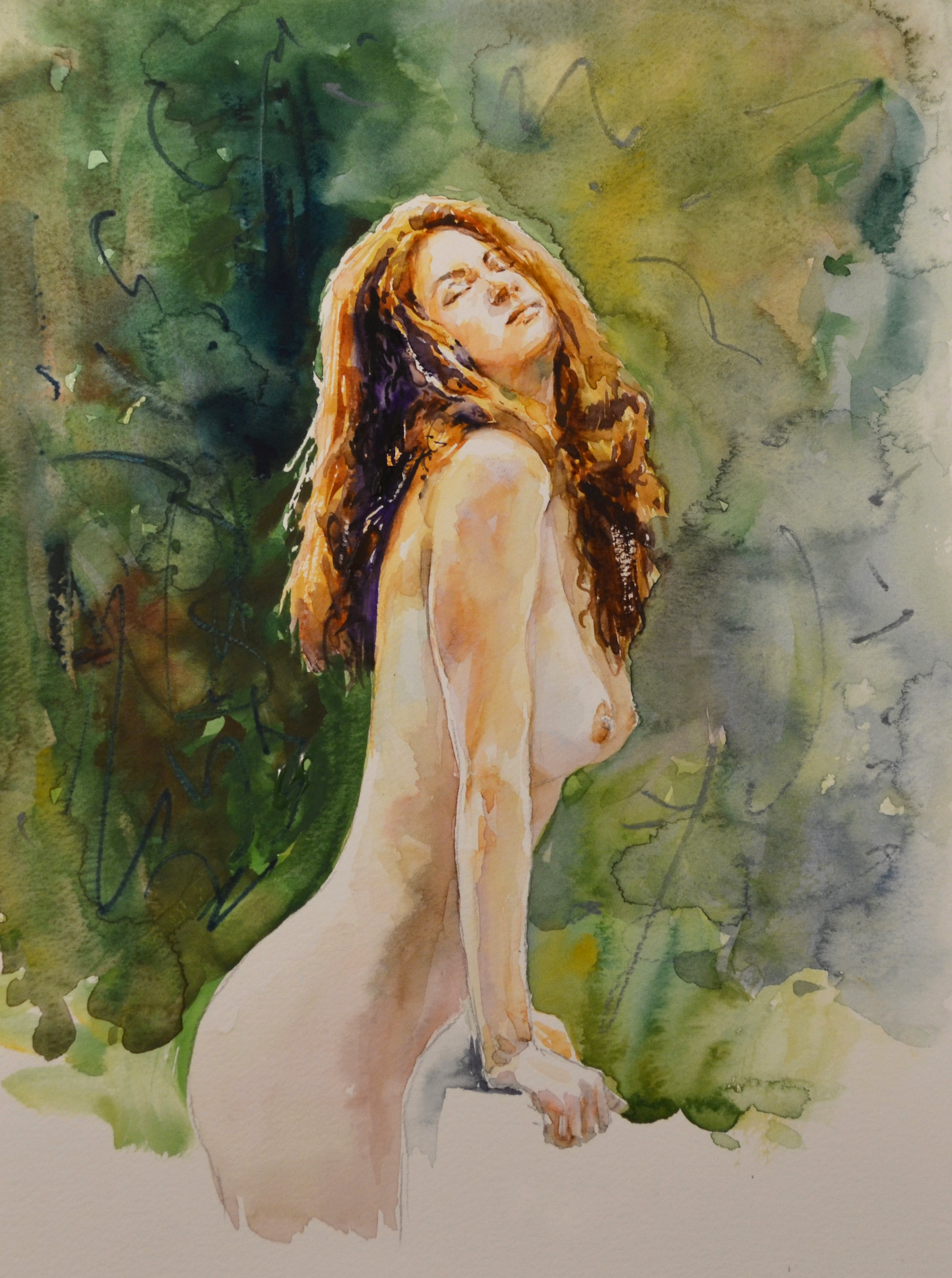 EOPN] JAE - Original Painting - Expressionism Nude Model Figure Watercolor Painting