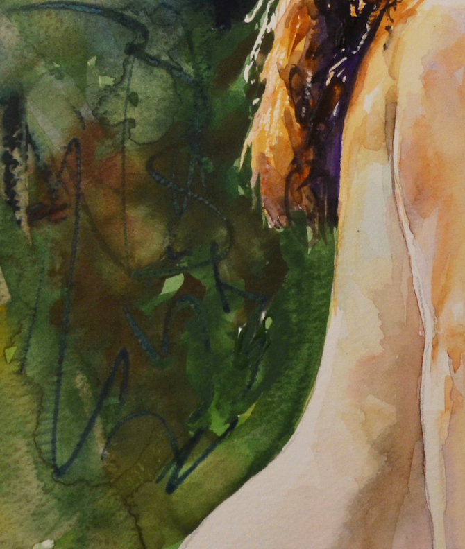 EOPN] JAE - Original Painting - Expressionism Nude Model Figure Watercolor Painting