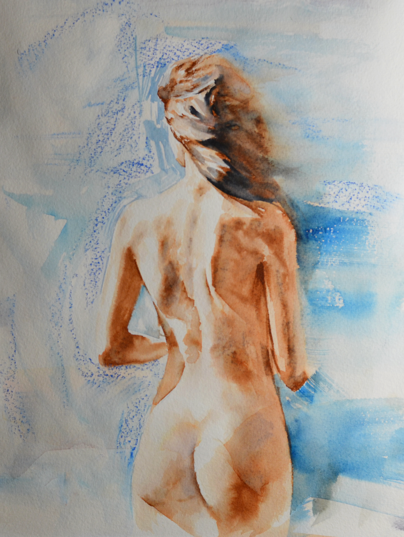 EOPN] JAE - Original Painting - Expressionism Nude Model Figure Watercolor Painting