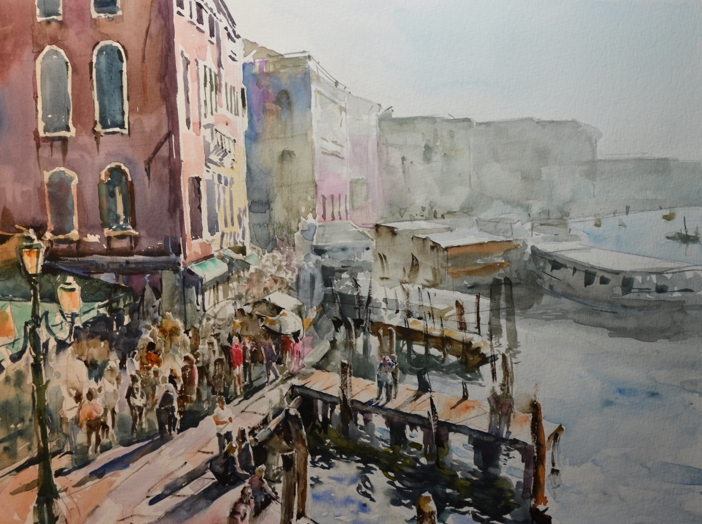 EOPL] JAY JACK JUNG (B. 1955) Original Artwork - Impressionism Venice Italy Landscape Watercolor Painting