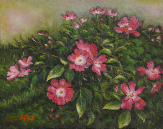 EOPR] MEE JUNG - Original Painting -  Impressionism Pink Spring Flowers