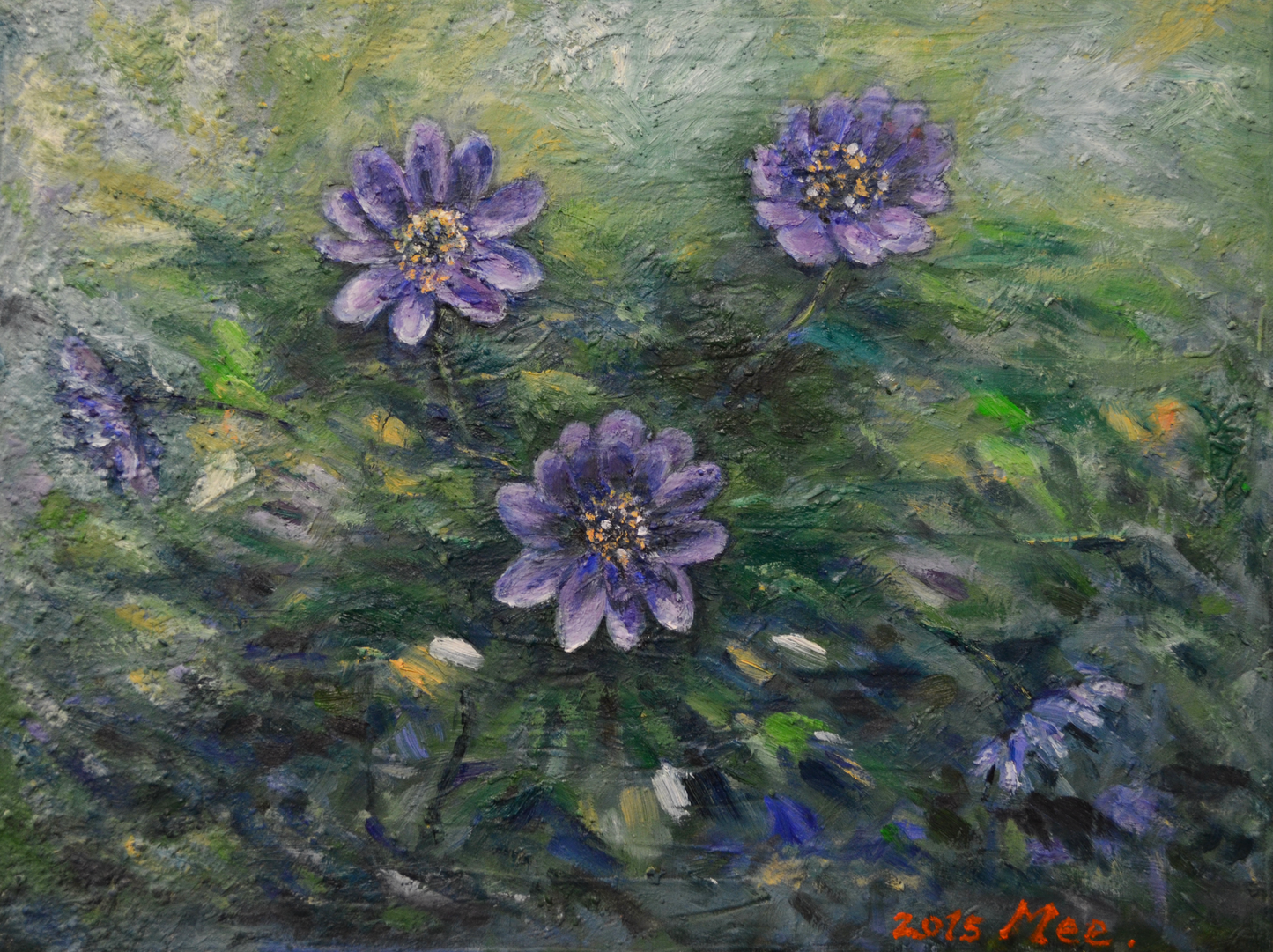 EOPR] MEE JUNG - Original Painting -  Impressionism Purple Spring Flowers