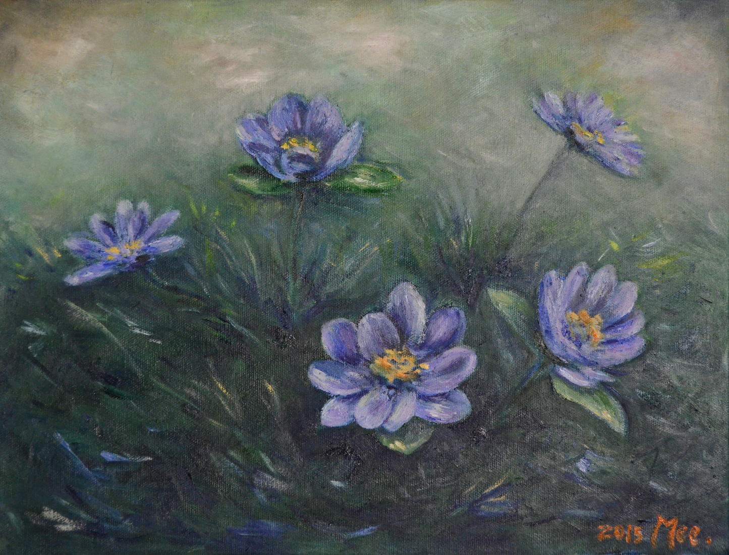 EOPR] MEE JUNG - Original Painting -  Impressionism Purple Spring Flowers