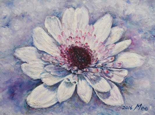 EOPR] MEE JUNG - Original Painting -  Impressionism White Spring Flower Botanical Painting