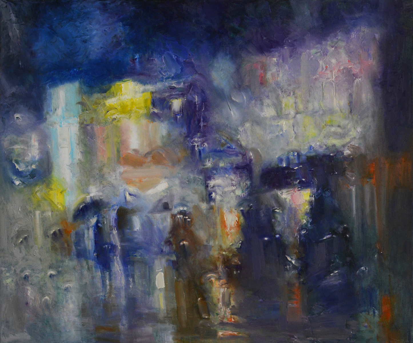 EOPC] JAY JACK JUNG (B. 1955) Original Artwork - Abstract Expressionism Night View Cityscape Painting