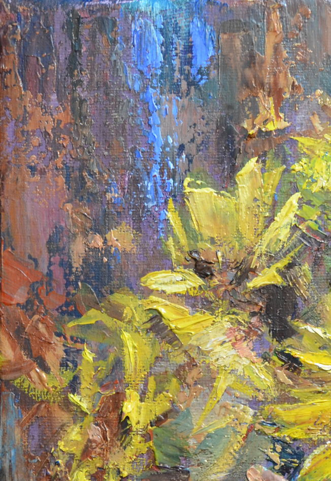 EOPR] JAY JACK JUNG (B. 1955) Original Artwork - Impressionism Sunflower Vase Still Life Painting