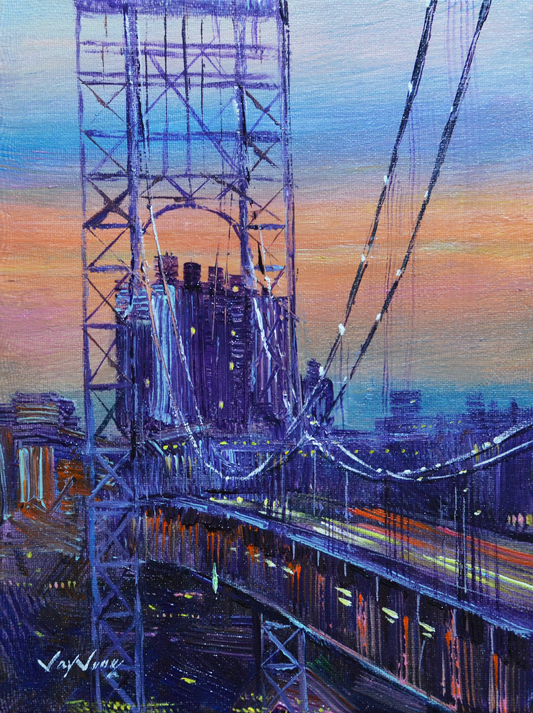 EOPC] JAY JACK JUNG (B. 1955) Original Artwork - Impressionism New York Bridge Cityscape Painting