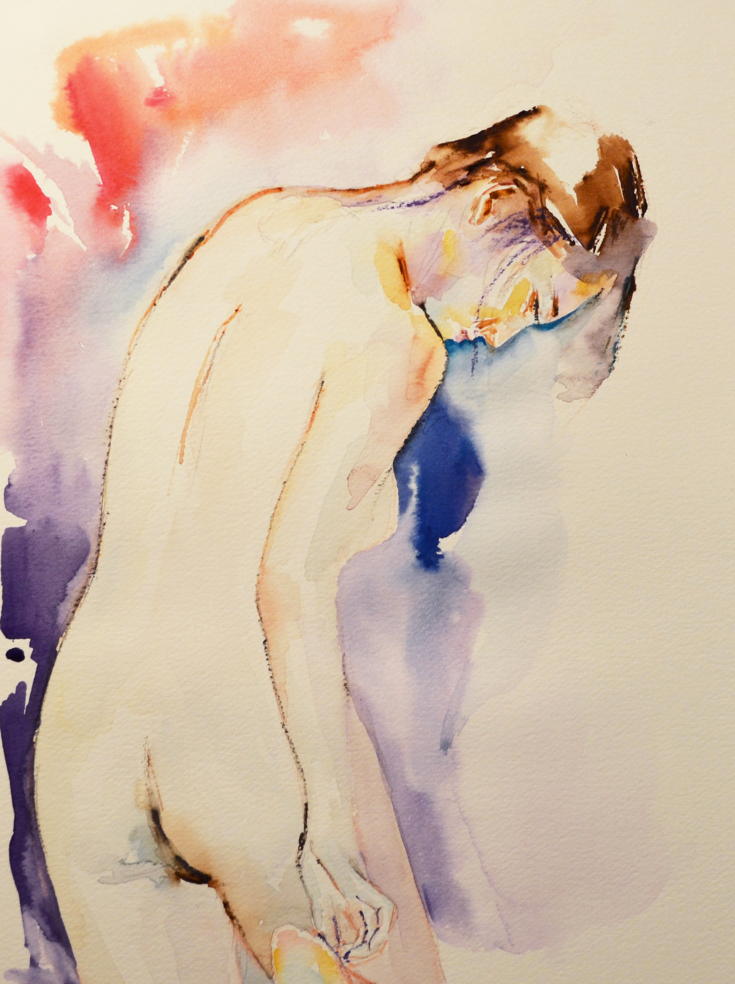 EOPN] JAE - Original Painting - Expressionism Nude Model Figure Watercolor Painting