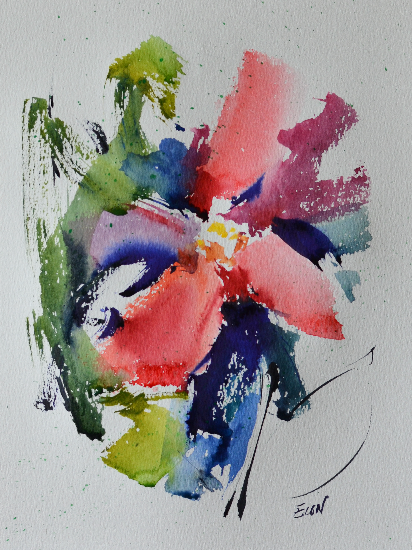 EOPR] EUN - Original Painting - Abstract Flower Watercolor Painting