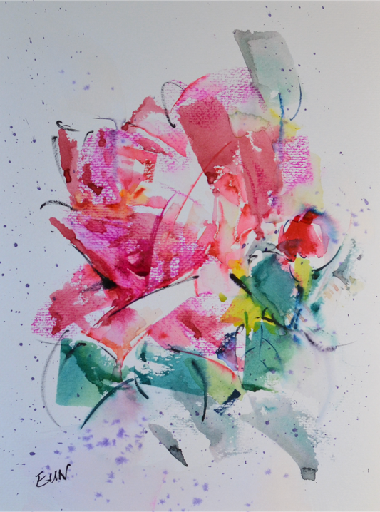 EOPR] EUN - Original Painting - Abstract Flower Watercolor Painting