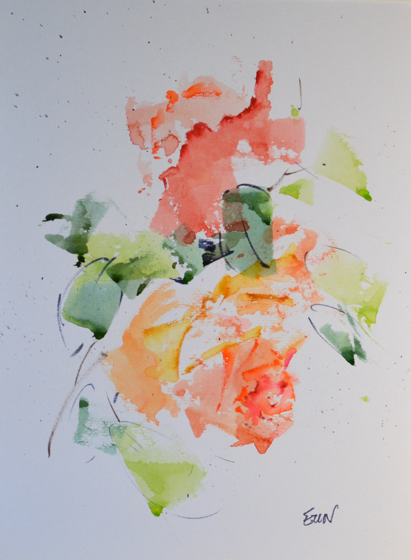 EOPR] EUN - Original Painting - Abstract Flower Watercolor Painting