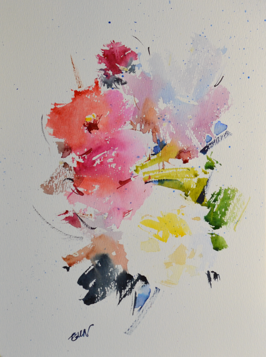 EOPR] EUN - Original Painting - Abstract Flower Watercolor Painting